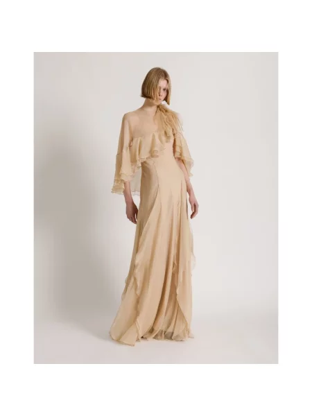 Sukienka Alberta Ferretti szyfonowa beżowa