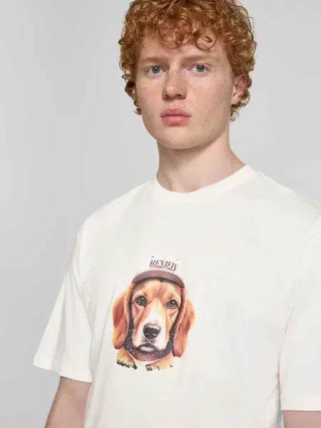 T-shirt z nadrukiem z logo Review biała