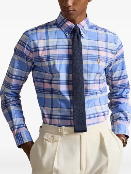 Czapka z daszkiem Polo Ralph Lauren w kratkę z twillu biznesowa niebieska