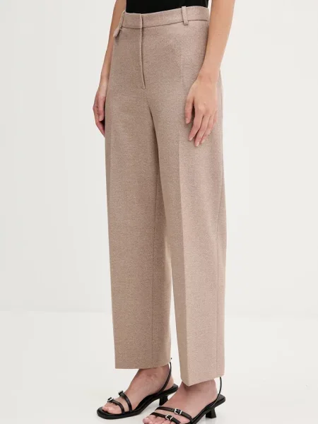 HUGO spodnie brązowy proste high waist beżowe