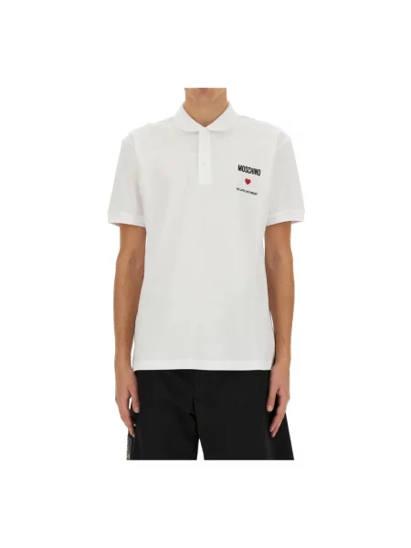 Koszulka polo Moschino w serca biała