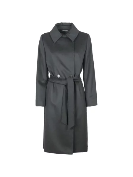 Cu centură palton Max Mara de lână negru