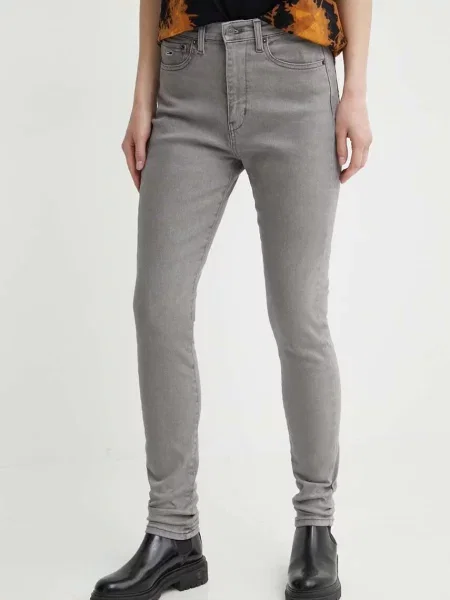 Skinny jeansy skinny Tommy Jeans klasyczne szare