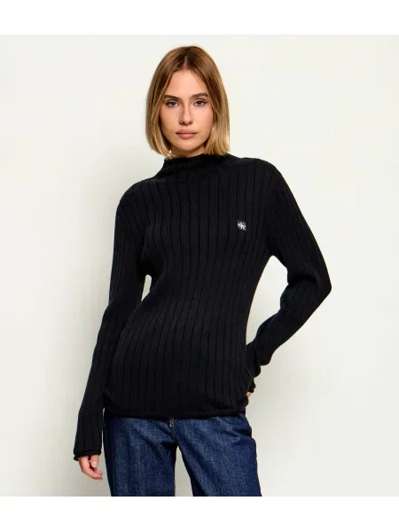 Pulover Calvin Klein Jeans cu guler înalt negru