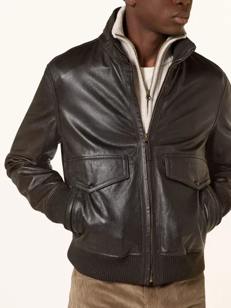 Belstaff Kožená Bunda Winchester tmavě hnědá