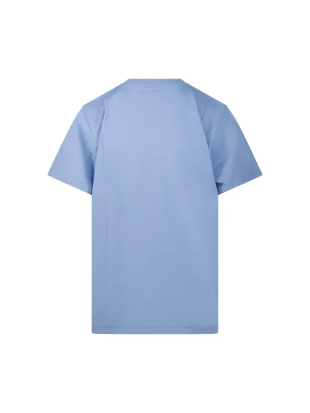 T-shirt basic Ganni w tygrysie prążki z dżerseju z dekoltem w kształcie litery U niebieski