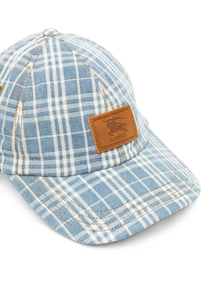 Șapcă Burberry în carouri din jacard albastru