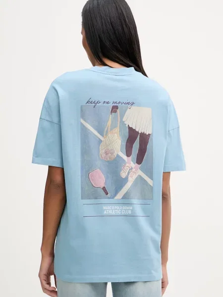 Marc O'Polo T-shirt oversize niebieska