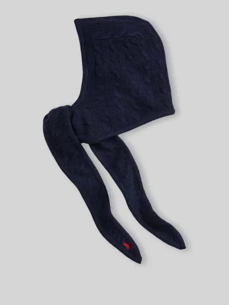 Czapka z wełny kaszmir z kapturem Polo Ralph Lauren granatowa