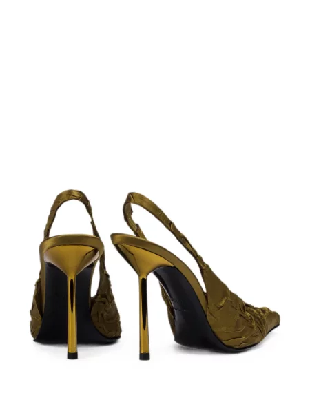 Pantofi cu toc Le Silla cu volane slingback verde