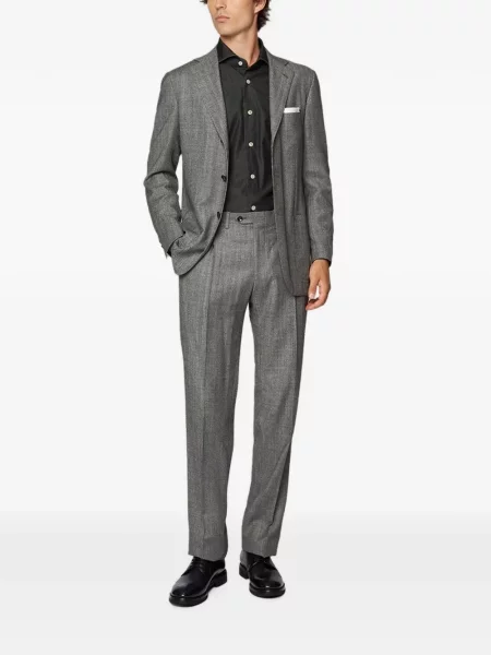 Costum Kiton de lână cu model herringbone gri
