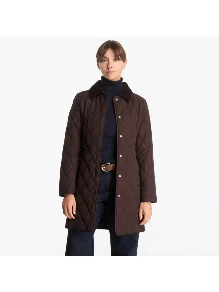 Kabát Gant Fitted Quilted Coat Deep Brown S hnědý