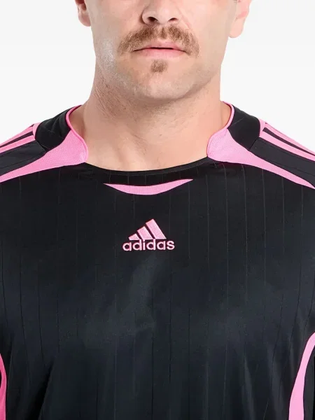 Футбол тениска с дълъг ръкав Adidas на райета мъниста бяло