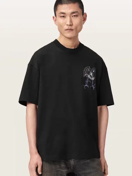 AllSaints oversize tričko pánske RAPTOUR čierna