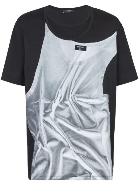 Grafic tricou Balmain cu imagine negru
