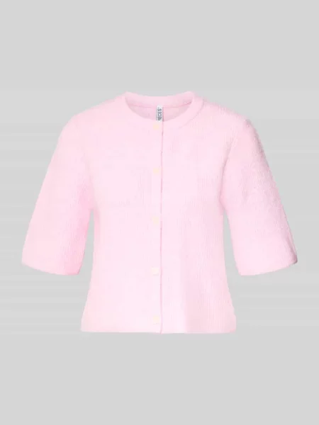 Kurtka z dzianiny o kroju regular fit z dodatkiem wełny model ‘SILLY’ Pieces różowa