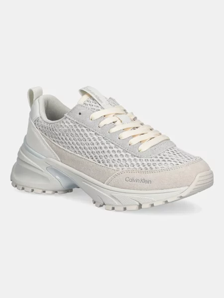 Sneakerși Calvin Klein Jeans cu șireturi din dantelă alb