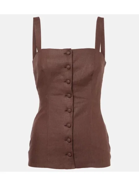 Lniany top Faithfull beżowy