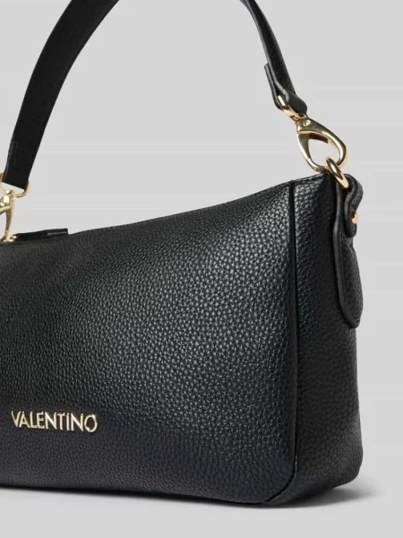 Lniana torebka Valentino By Mario Valentino czarna
