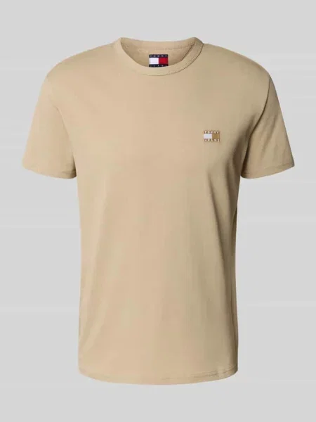 T-shirt o kroju regular fit z czystej bawełny Tommy Jeans beżowa