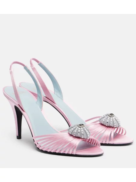 Sandalai Valentino Garavani satino slingback rožinė