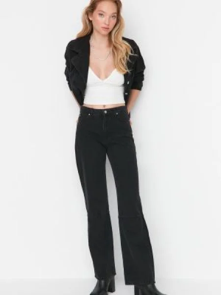 Blugi cu picior larg Trendyol negru