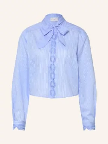 Claudie Pierlot Bluzka Z Odpinanym Kokardką I Koronką blau biała