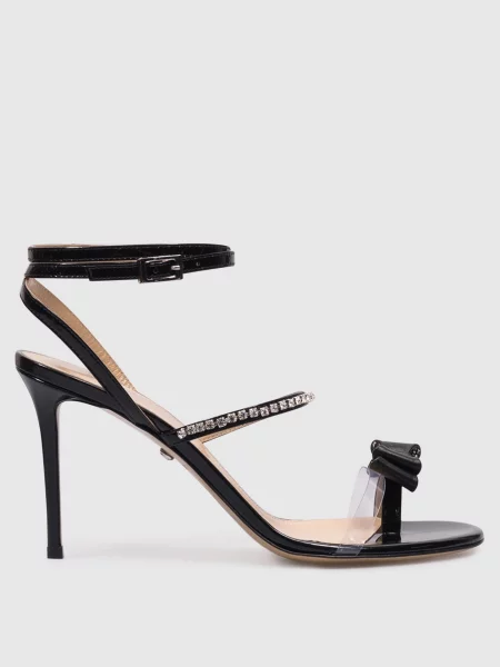 Шкіряні лаковані босоніжки Petite Cadeau з кристалами Mach&mach чорні