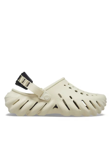 Crocs klapki Echo Clog damskie na platformie beżowy