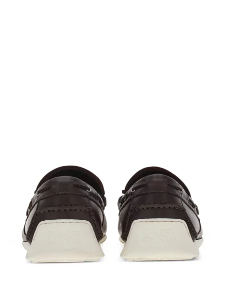 Pantofi loafer Ferragamo cu șireturi din piele maro