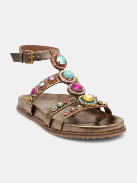 Kurt Geiger London sandale de piele Octavia Flexi Gladiator femei auriu maro