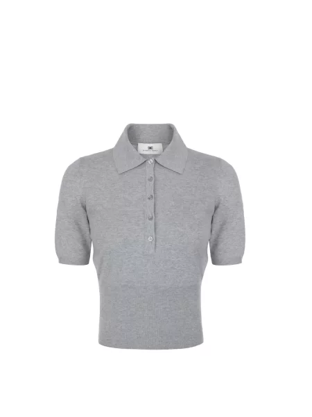 Dzianinowy sweter Elisabetta Franchi szary
