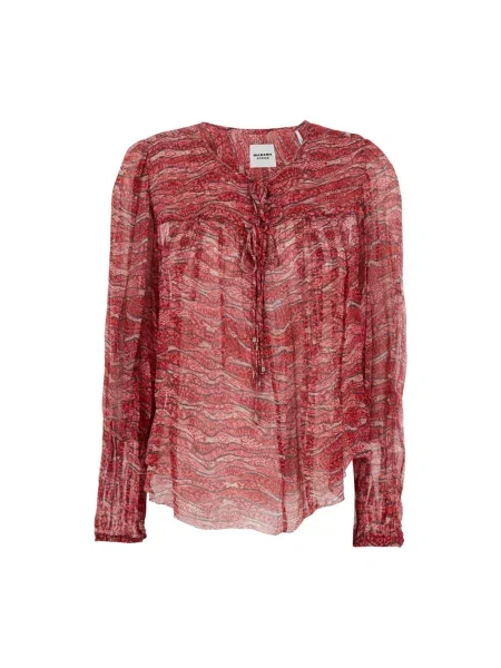 Wielobarwność bluzka Isabel Marant Etoile z nadrukiem szyfonowa czerwona