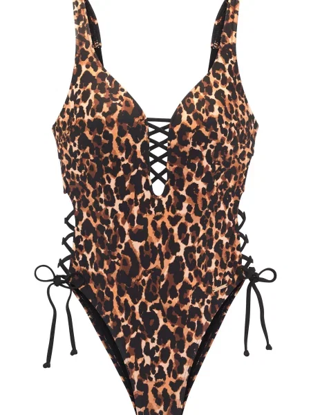 Bruno Banani Costum de baie întreg crem / maro / maro caramel negru