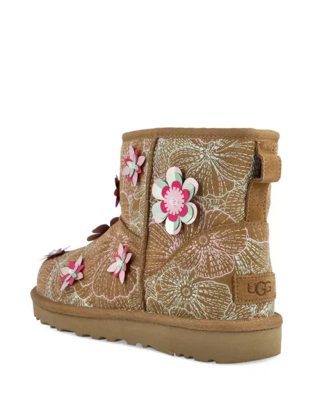 Siuvinėtos gėlėtos aulinukai Ugg apkarpytas ruda
