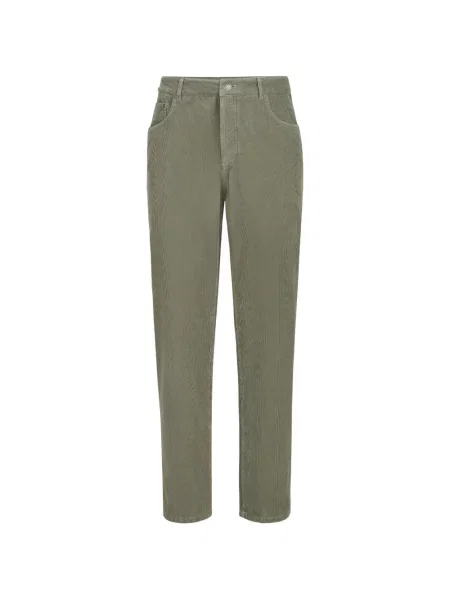 Pantaloni Brunello Cucinelli de catifea cord cu 5 buzunare verde