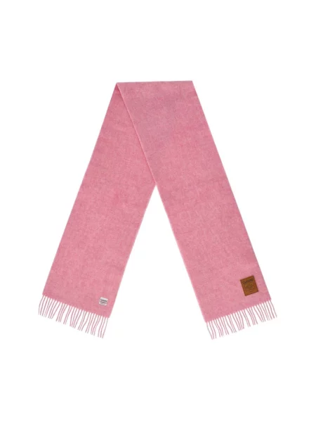 GANNI szalik wełniany Double Face Wool Solid gładki różowy