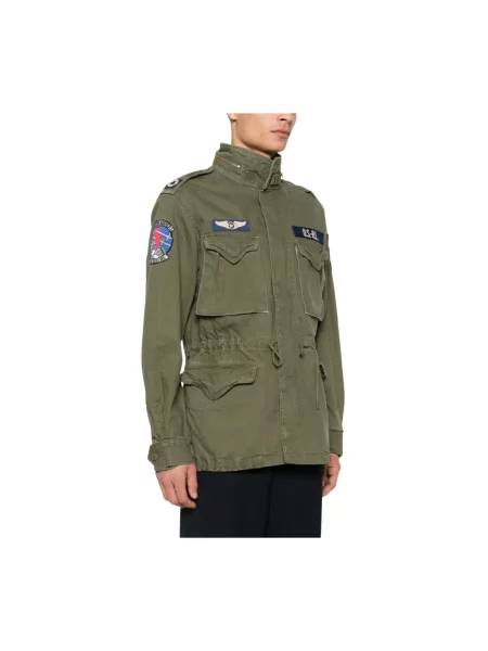 Lekka kurtka Polo Ralph Lauren z naszywkami ze stójką zielona