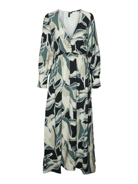 VERO MODA Rochie VMBELINE BEA bej / fildeş / verde smarald negru
