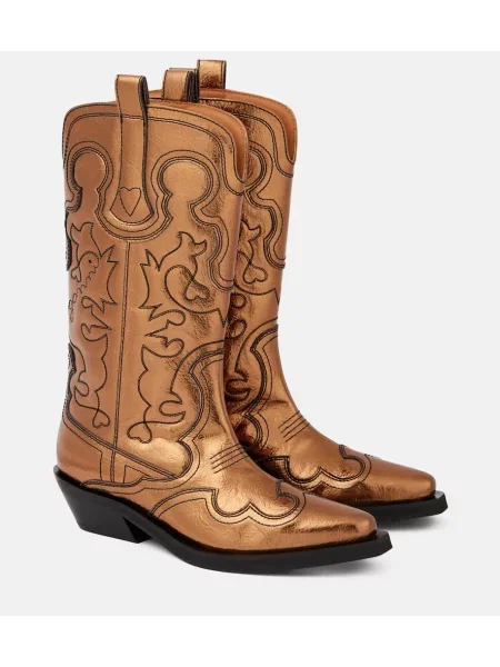 Cizme Ganni din piele negru