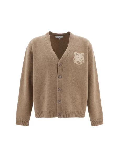 Kardigan Maison Kitsune wełniany beżowy