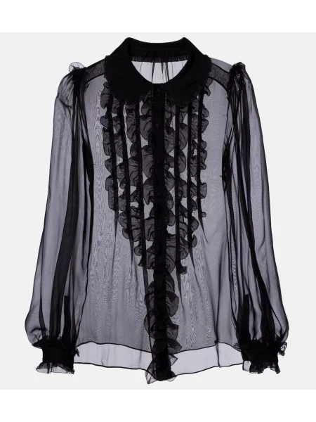 Bluză Dolce&gabbana de mătase cu volane negru