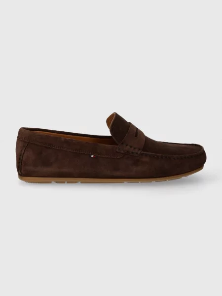 Mokasini iz semiša Tommy Hilfiger CASUAL SUEDE DRIVER rjava