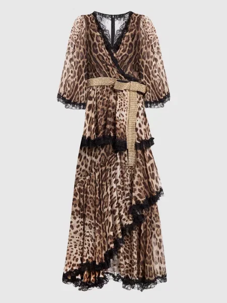 Леопардовое платье Dolce&gabbana с принтом коричневое