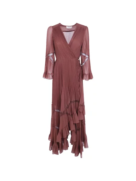 Rochie midi Twinset cu volane maro