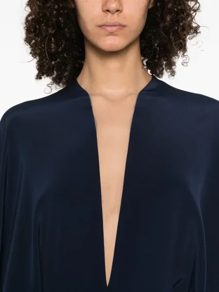 Rochie maxi Stephane Rolland cu decolteu în V de costum albastru