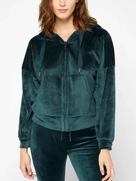 Велюровое худи Etam зеленое