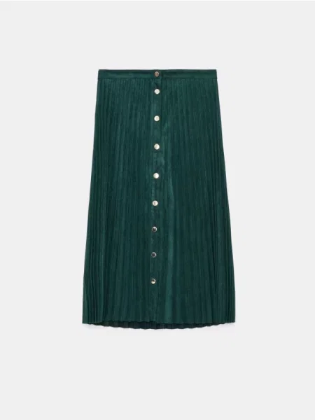 Mohito Klostuotas sijonas midi plieno žalia