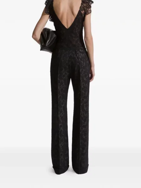 Pantaloni Alberta Ferretti cu model floral negru