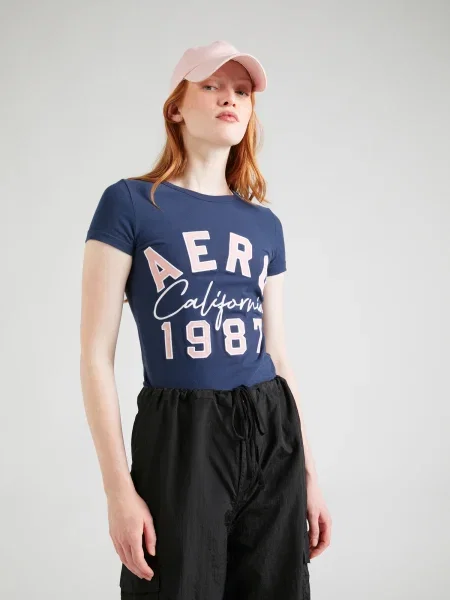 AÉROPOSTALE Tricou CALIFORNIA bleumarin / roz alb